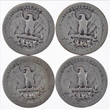 THIRTIES' DEPRESSION RARE BUNDLE! - (4) Washington Quarters  from the 1930s - 90% Silver - First Decade Minted!