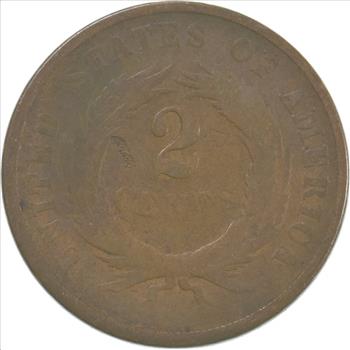 TWO CENT - 1865 US TWO 2 Cent Piece - First Coin with In God We Trust Motto