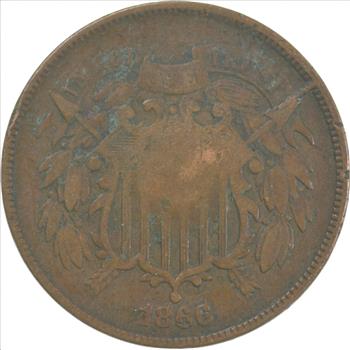 TWO CENT - 1866 US TWO 2 Cent Piece - First Coin with In God We Trust Motto
