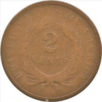 TWO CENT - 1867 US TWO 2 Cent Piece - First Coin with In God We Trust Motto