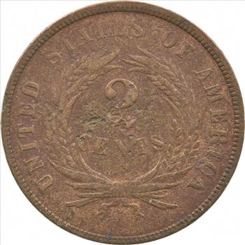 TWO CENT - 1867 US TWO 2 Cent Piece - First Coin with In God We Trust Motto
