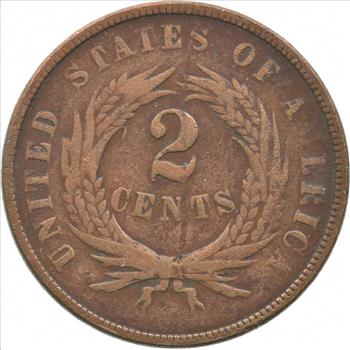 TWO CENT - 1868 US TWO 2 Cent Piece - First Coin with In God We Trust Motto