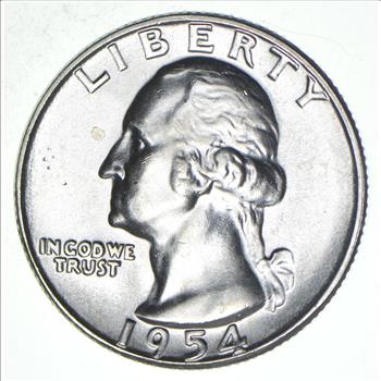 Unc 1954 Washington 90% Silver United States Quarter