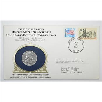 US Collection - 1952 Franklin Half 90% Silver Dollar & Stamps!