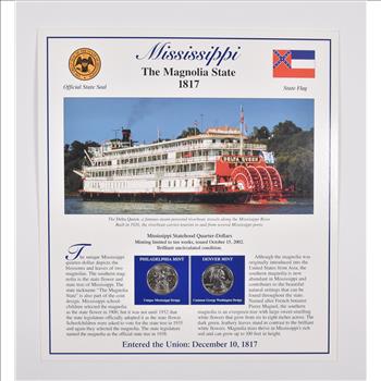 US Stamp & 2 CoinState Quarter Beautifully Displayed Coin Set Story Board