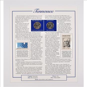 US Stamp & 2 CoinState Quarter Beautifully Displayed Coin Set Story Board