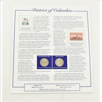 US Stamp & 2 CoinState Quarter Beautifully Displayed Coin Set Story Board