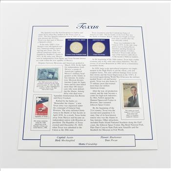 US Stamp & 2 CoinState Quarter Beautifully Displayed Coin Set Story Board