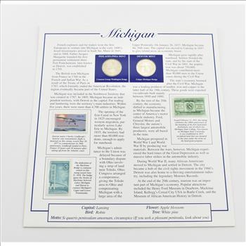 US Stamp & 2 CoinState Quarter Beautifully Displayed Coin Set Story Board