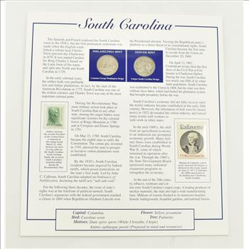 US Stamp & 2 CoinState Quarter Beautifully Displayed Coin Set Story Board