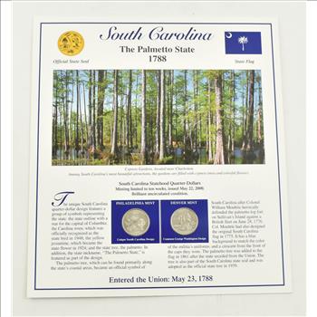 US Stamp & 2 CoinState Quarter Beautifully Displayed Coin Set Story Board