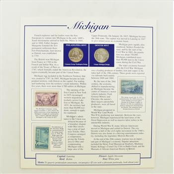 US Stamp & 2 CoinState Quarter Beautifully Displayed Coin Set Story Board