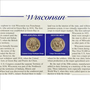 US Stamp & 2 CoinState Quarter Beautifully Displayed Coin Set Story Board