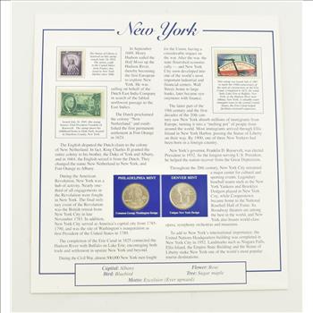 US Stamp & 2 CoinState Quarter Beautifully Displayed Coin Set Story Board