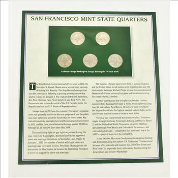 US Stamp & 2 CoinState Quarter Beautifully Displayed Coin Set Story Board