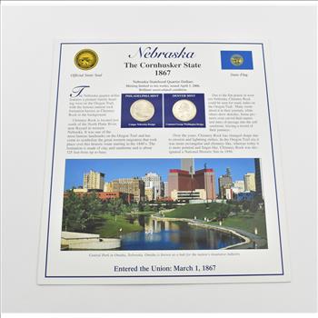 US Stamp & 2 CoinState Quarter Beautifully Displayed Coin Set Story Board