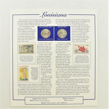 US Stamp & 2 CoinState Quarter Beautifully Displayed Coin Set Story Board