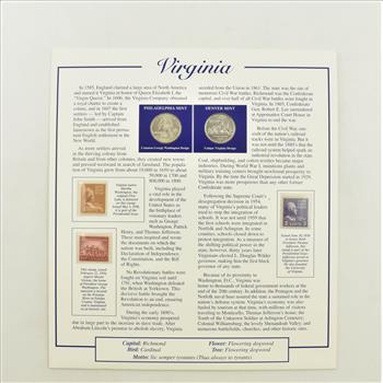 US Stamp & 2 CoinState Quarter Beautifully Displayed Coin Set Story Board