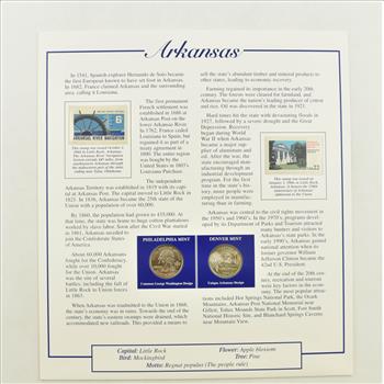 US Stamp & 2 CoinState Quarter Beautifully Displayed Coin Set Story Board