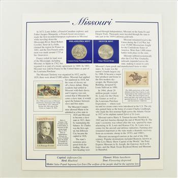 US Stamp & 2 CoinState Quarter Beautifully Displayed Coin Set Story Board