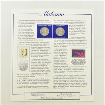 US Stamp & 2 CoinState Quarter Beautifully Displayed Coin Set Story Board