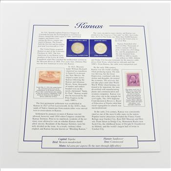 US Stamp & 2 CoinState Quarter Beautifully Displayed Coin Set Story Board