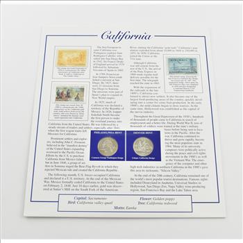 US Stamp & 2 CoinState Quarter Beautifully Displayed Coin Set Story Board