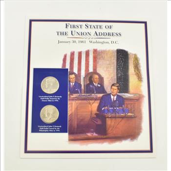 US Stamp & 2 CoinState Quarter Beautifully Displayed Coin Set Story Board