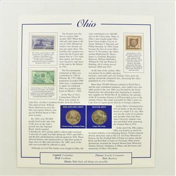 US Stamp & 2 CoinState Quarter Beautifully Displayed Coin Set Story Board