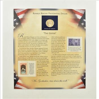 US Stamp & Presidential Dollar Beautifully Displayed Coin Set Story Board