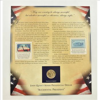 US Stamp & Presidential Dollar Beautifully Displayed Coin Set Story Board