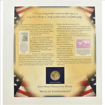US Stamp & Presidential Dollar Beautifully Displayed Coin Set Story Board