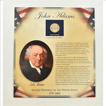 US Stamp & Presidential Dollar Beautifully Displayed Coin Set Story Board