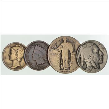 Very Cool! - US Coin Clip - Mercury Dime, Indian Head Cent, Standing Liberty Quarter, Buffalo Nickel - Awesome