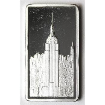 VERY RARE 2.5 Grams .999 Fine Silver Bar -Empire State Building- Ag Mint - Only 300 Minted