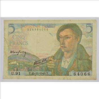 Vintage Franc Paper Money - Highly Collectible - Great Artwork