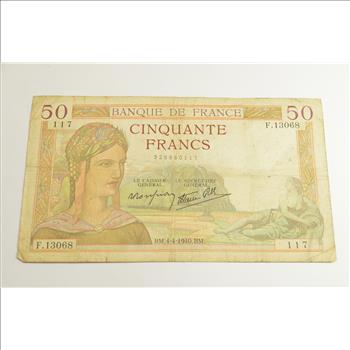 Vintage Franc Paper Money - Highly Collectible - Great Artwork