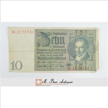 Vintage Germany Paper Money Currency - Historic German Note