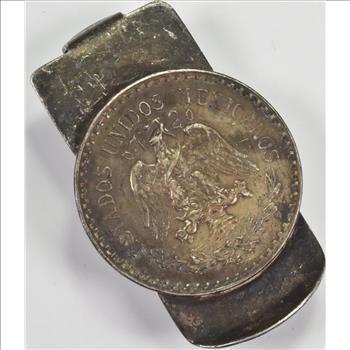 Vintage - Mexican Silver Coin Silver - Money Clip