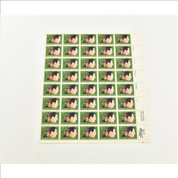 VINTAGE - UNUSED Entire SHEET Real USPS Postage Stamps!