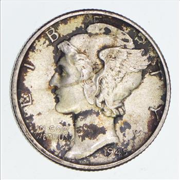 World War 2 WWII Era 1945 Mercury Silver Dime