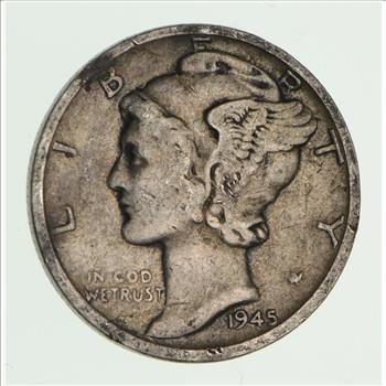 World War 2 WWII Era Mercury 90% Silver Dime - Neat! - 1945-S