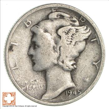 World War 2 WWII Era Mercury 90% Silver Dime - Neat! - 1945-S