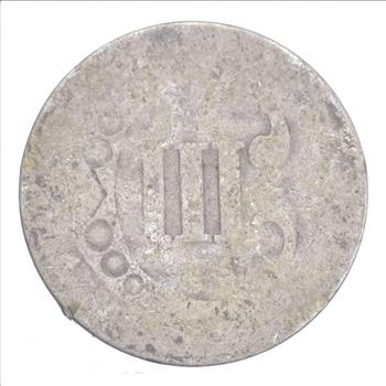Worn Date Silver Three-Cent Piece - Trime - Sannes Coin Collection