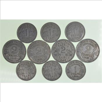 WWII World War 2 Era Lot of French Aluminum Coins Collection Lot