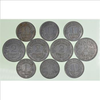 WWII World War 2 Era Lot of French Aluminum Coins Collection Lot
