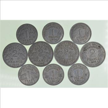 WWII World War 2 Era Lot of French Aluminum Coins Collection Lot
