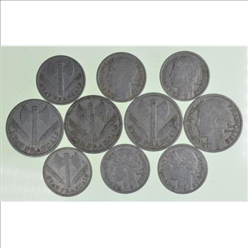 WWII World War 2 Era Lot of French Aluminum Coins Collection Lot