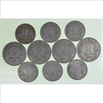 WWII World War 2 Era Lot of French Aluminum Coins Collection Lot