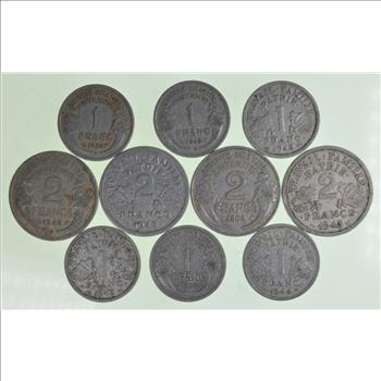 WWII World War 2 Era Lot of French Aluminum Coins Collection Lot